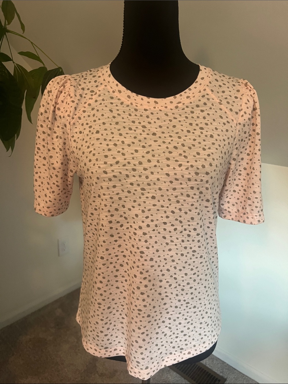 Democracy Light Pink Polka Dot Puff Sleeve Tee